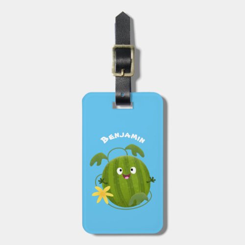 Cute happy smiling watermelon cartoon luggage tag