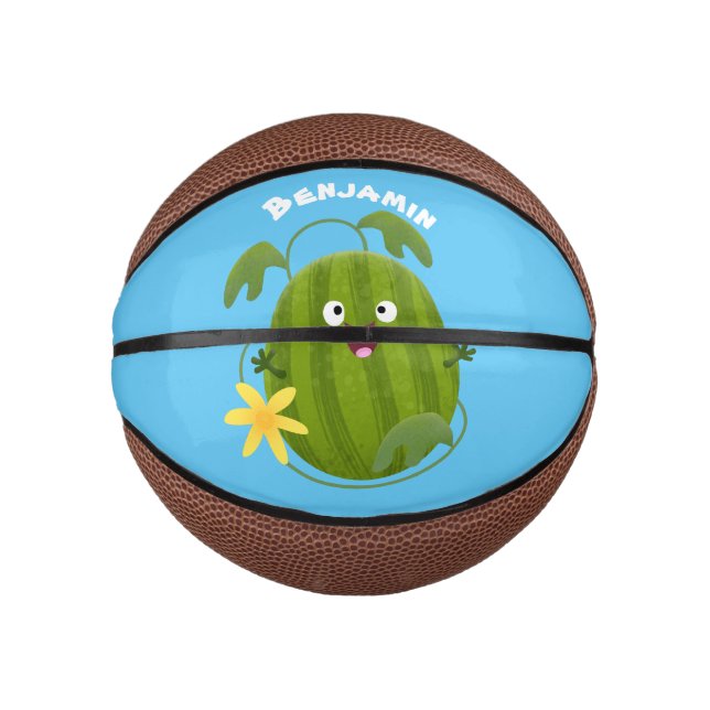 Cute happy smiling watermelon cartoon mini basketball (Front)