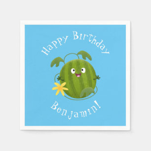 Cute happy smiling watermelon cartoon napkins
