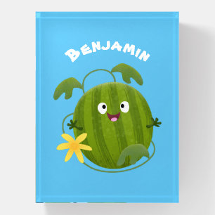 Cute happy smiling watermelon cartoon paperweight