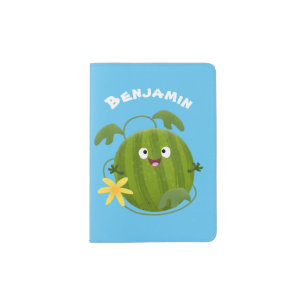 Cute happy smiling watermelon cartoon passport holder