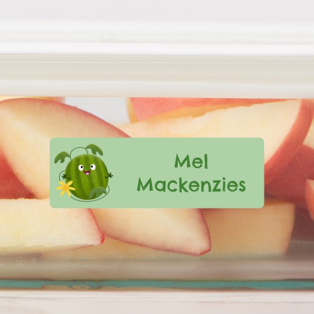 Cute happy smiling watermelon cartoon personalized labels (Affixed)