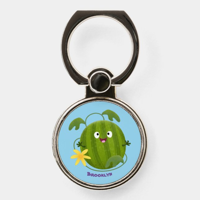 Cute happy smiling watermelon cartoon phone ring stand (Front)