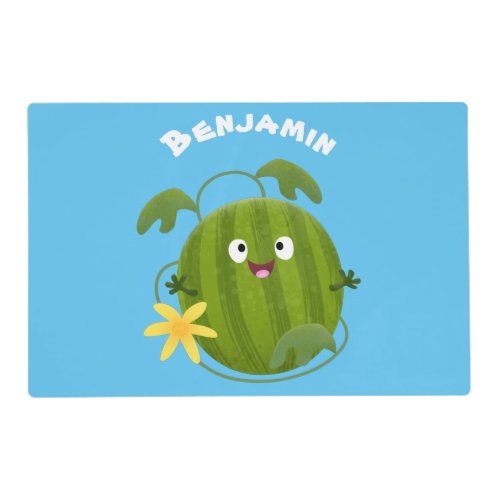 Cute happy smiling watermelon cartoon placemat