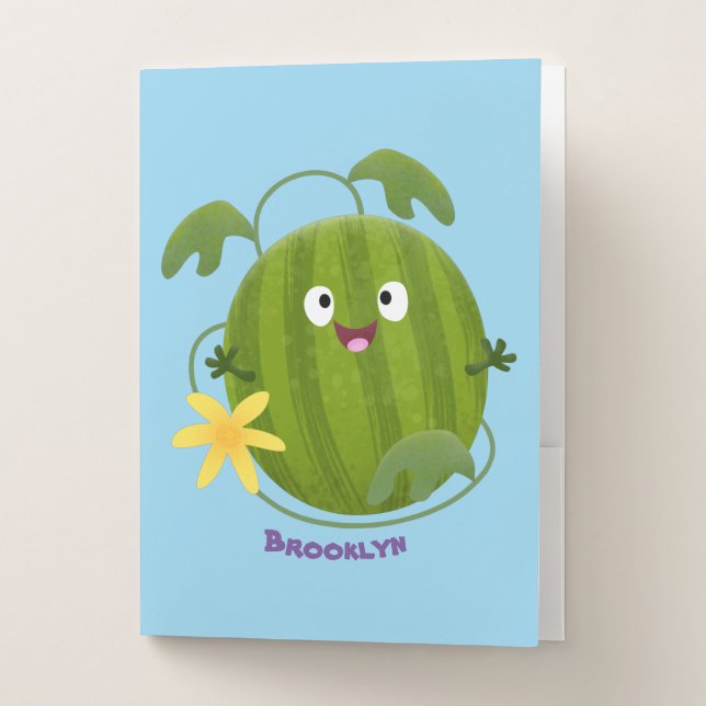 Cute happy smiling watermelon cartoon pocket folder (Front)