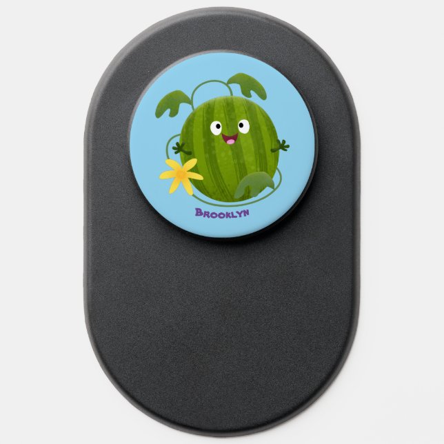 Cute happy smiling watermelon cartoon PopSocket (Popsocket)