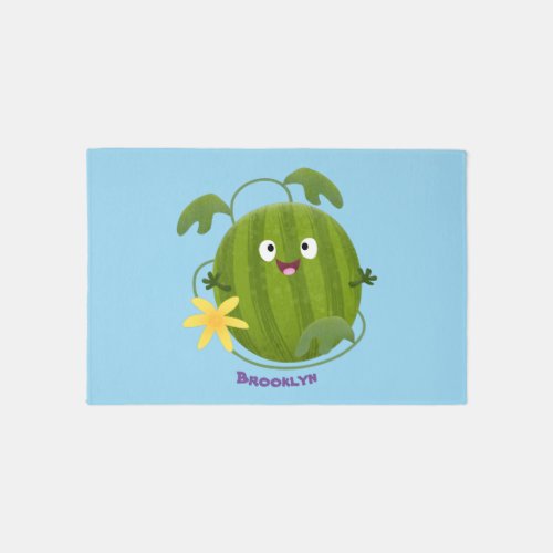 Cute happy smiling watermelon cartoon rug