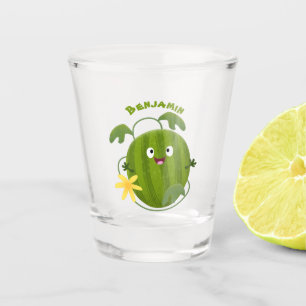 Cute happy smiling watermelon cartoon shot glass
