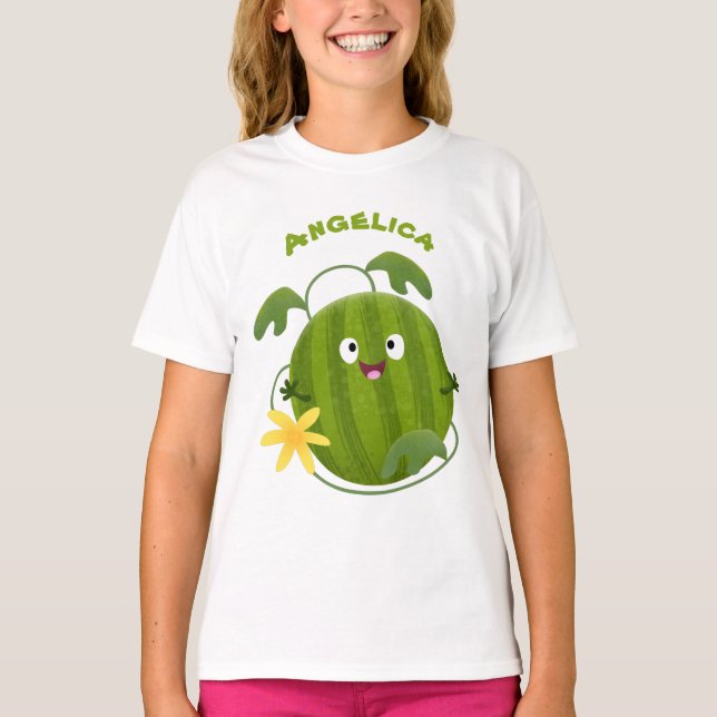 Cute happy smiling watermelon cartoon T-Shirt (Front)