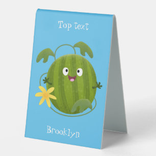 Cute happy smiling watermelon cartoon table tent