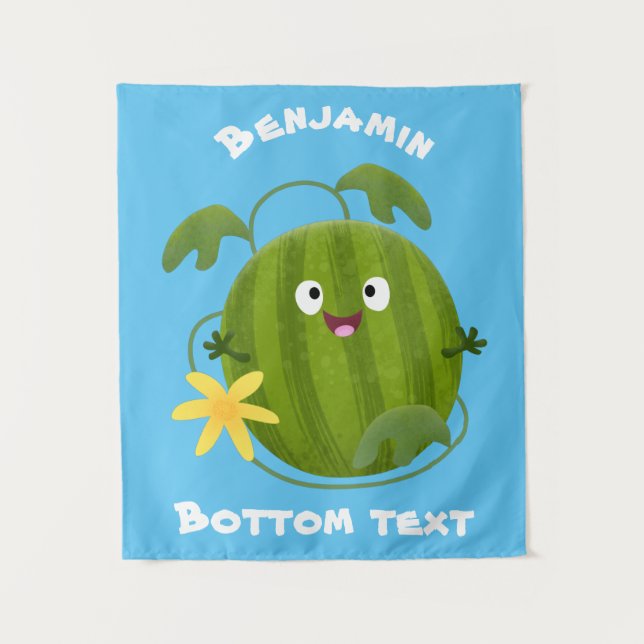 Cute happy smiling watermelon cartoon tapestry (Front)