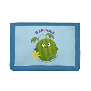 Cute happy smiling watermelon cartoon trifold wallet
