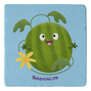 Cute happy smiling watermelon cartoon trivet