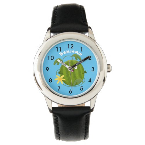 Cute happy smiling watermelon cartoon watch