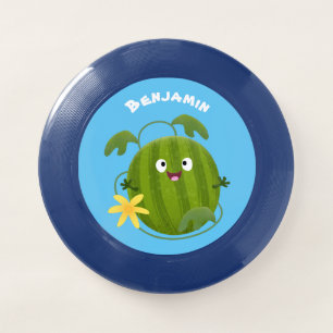 Cute happy smiling watermelon cartoon Wham-O frisbee