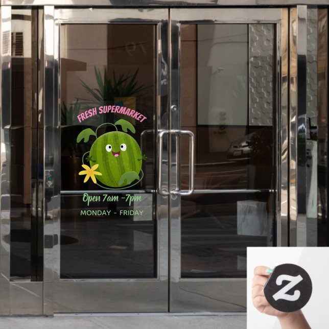 Cute happy smiling watermelon cartoon window cling (Office Door)