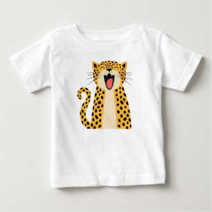 Cute Happy Smiling Wild Leopard Cartoon   Baby T-Shirt