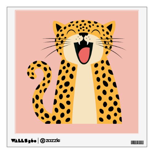 Cute Happy Smiling Wild Leopard Cartoon Wall Decal