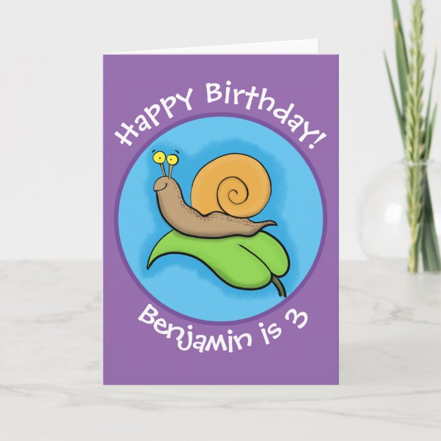 Cute happy snail cartoon illustration card (Front)