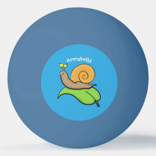 Cute happy snail on a leaf cartoon illustration ping pong ball