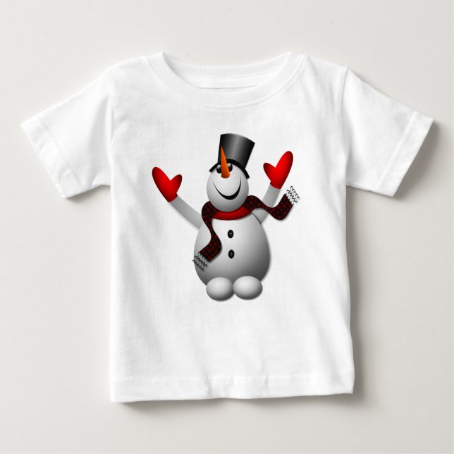 Cute Happy Snowman Baby T-Shirt (Front)