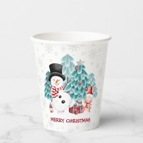 Cute Happy Snowman Christmas Party Paper Cups