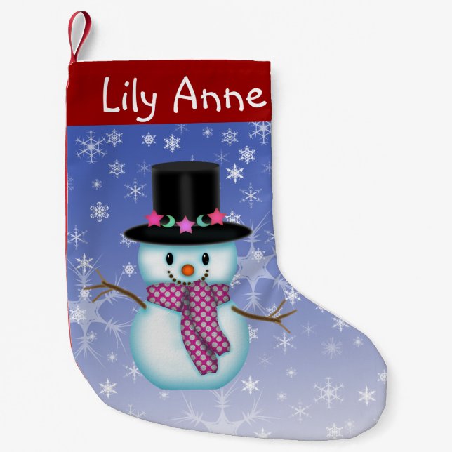 Cute Happy Snowman Christmas Stocking Personalized (Front)