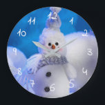 cute happy snowman cropped large clock<br><div class="desc"></div>