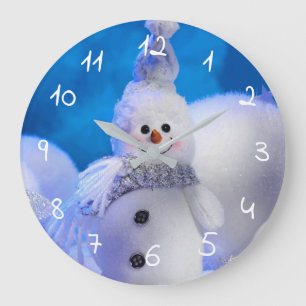 cute happy snowman cropped large clock