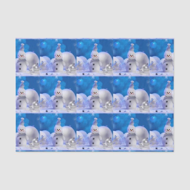 cute happy snowman cropped tissue paper (Front)