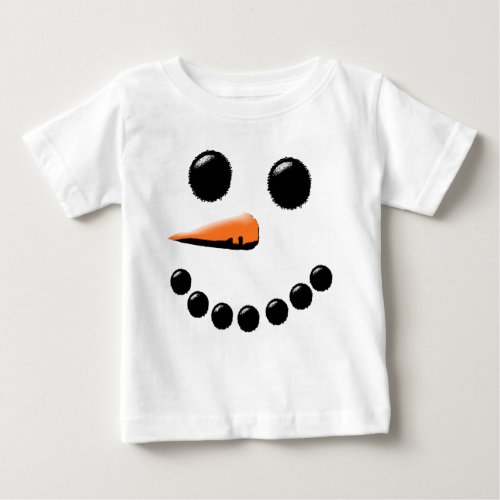 Cute Happy Snowman Face Festive Holiday Xmas Baby T_Shirt