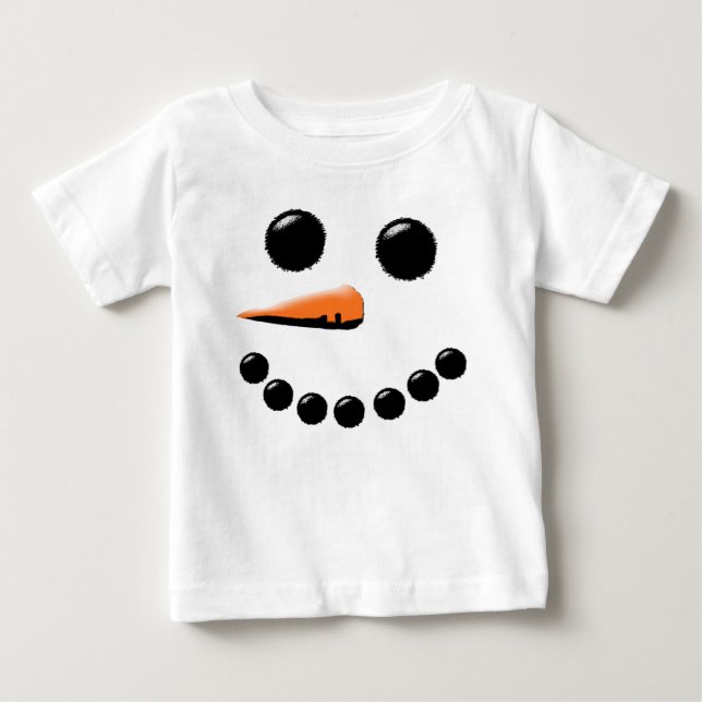 Cute Happy Snowman Face Festive Holiday Xmas Baby T-Shirt (Front)