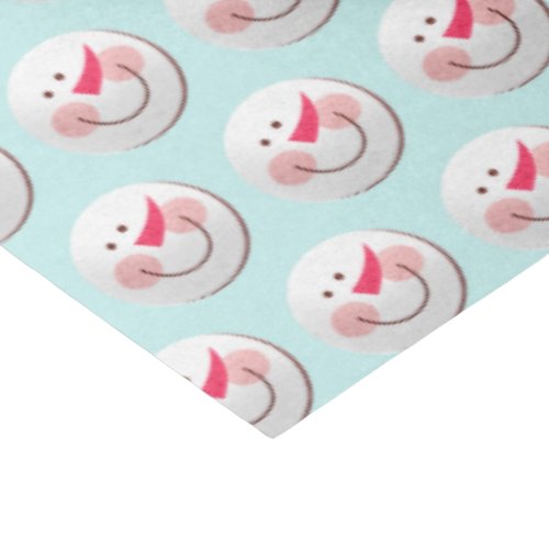 Cute Happy Snowman Faces Pattern Christmas Tissue Paper