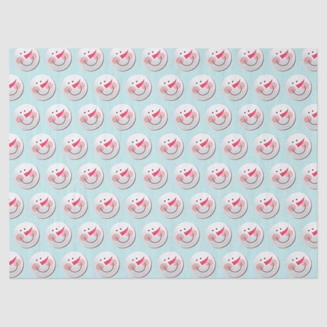 Cute Happy Snowman Faces Pattern Christmas Tissue Paper (Front)