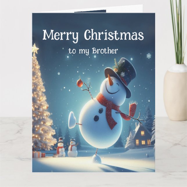 Cute Happy Snowman Hot Chocolate Christmas Card (Front)