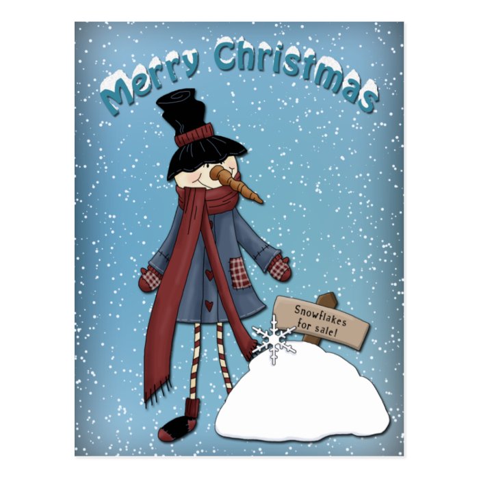 Cute happy Snowman   Snowflakes for sale Postcard