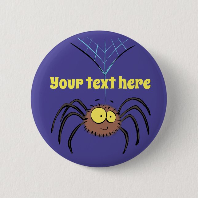 cute, happy spider cartoon button (Front)