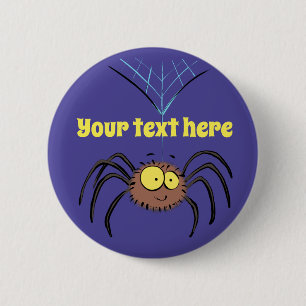 cute, happy spider cartoon button