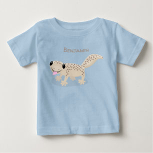 Cute happy spotted tan gecko cartoon illustration baby T-Shirt