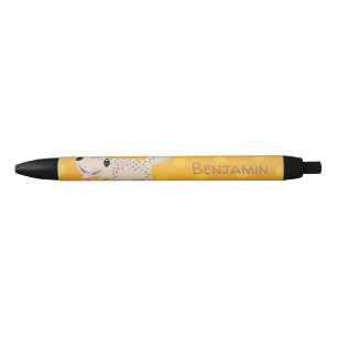 Cute happy spotted tan gecko cartoon illustration pen