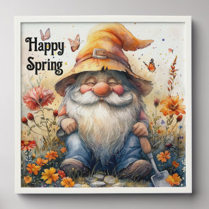 Cute Happy Spring Gnome Photo Tile