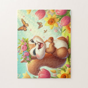 Cute, happy springtime squirrel jigsaw puzzle