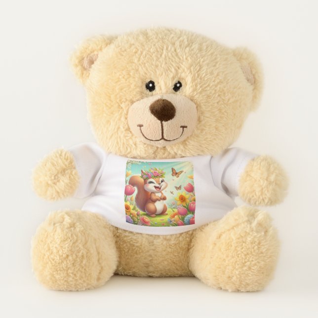 Cute, happy springtime squirrel  teddy bear (Front)