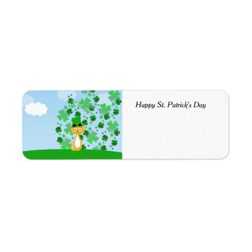 Cute Happy St Patricks Day animated Cat Label