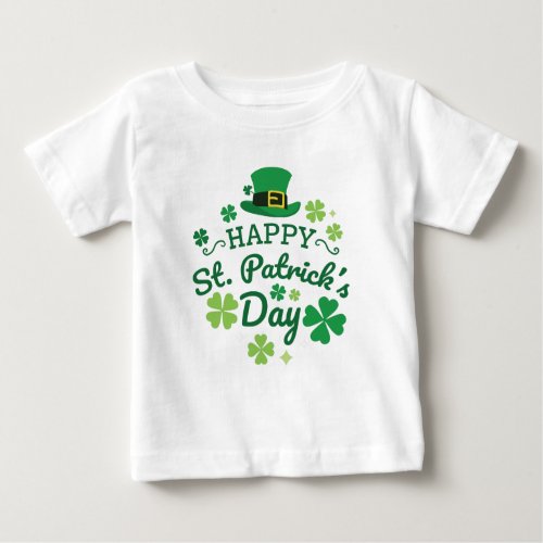 Cute Happy St Patricks Day Lucky Celebrate Print Baby T_Shirt