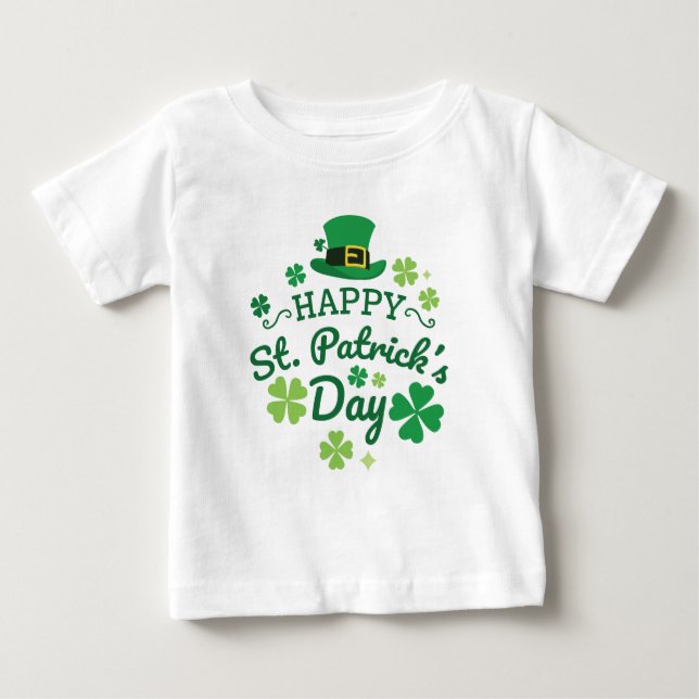 Cute Happy St. Patrick's Day Lucky Celebrate Print Baby T-Shirt (Front)