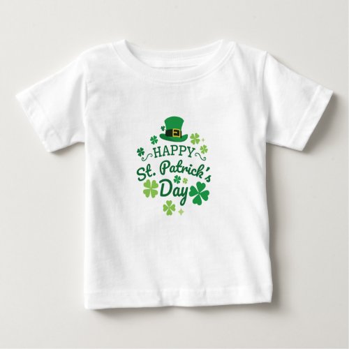 Cute Happy St Patricks Day Lucky Celebrate Print Baby T_Shirt