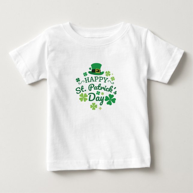 Cute Happy St. Patrick's Day Lucky Celebrate Print Baby T-Shirt (Front)
