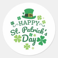 Cute Happy St. Patrick's Day Lucky Celebrate Print Classic Round Sticker