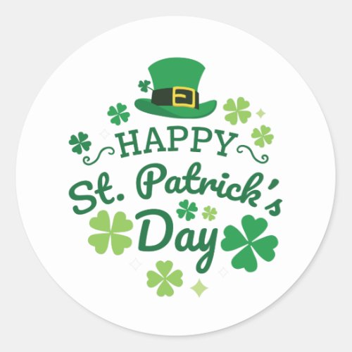 Cute Happy St Patricks Day Lucky Celebrate Print Classic Round Sticker